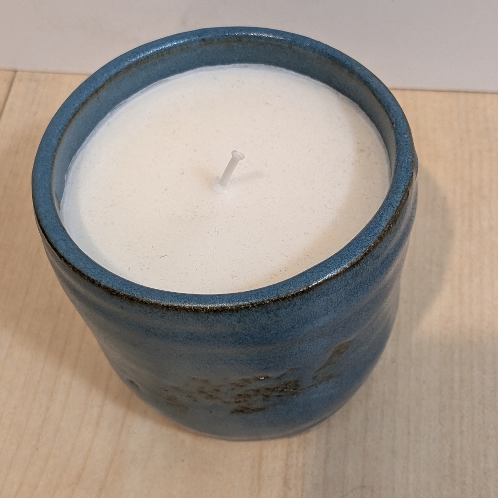 Hand Poured Candle In Handmade Pottery - Picture 2 of 9